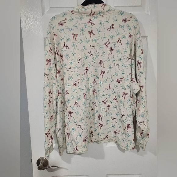 Lands' End Relaxed Fit Christmas Bows Long Sleeve Mock Turtle Neck Size 3X - Picture 10 of 11